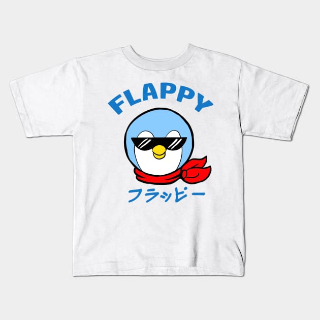 Flappy the Bossy Penguin Kids T-Shirt by Wynsfield